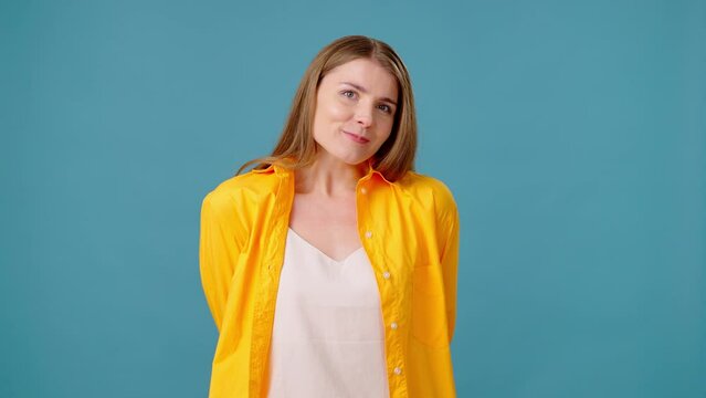 Woman feels wave of embarrassment in awkward moment by wall