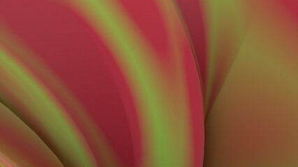 Luxurious contemporary art drawn with simple and twisted Bezier curves.An elegant and modern 3D Rendering abstract background in green and red.