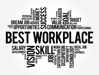 Fototapeta premium Best Workplace text word cloud, concept background