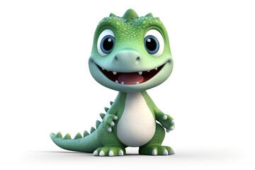 Fototapeta premium Cute Little Dinosaur 3D illustration white background
