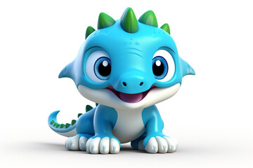 Fototapeta premium Cute Little Dinosaur 3D illustration white background