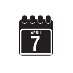 Calendar displaying day 7 of the April - 7th (seventh). Day 7 of month. Illustration
