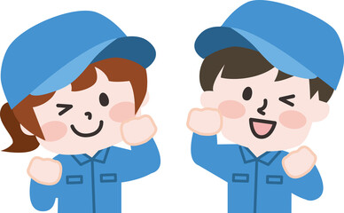 グッとやる気を出す作業員たち