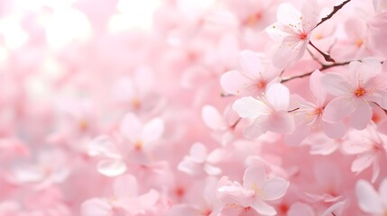 Abstract pastel pink and white sakura flowers in the air. Spring minimal background.
