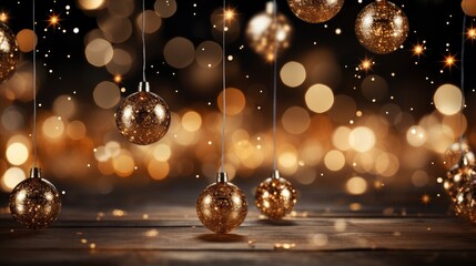 Fototapeta na wymiar Xmas Gold Sparkles Glitter Lights Christmas , Background HD, Illustrations