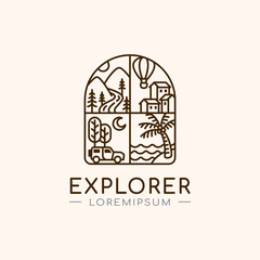Explorer Line Logo Design Template