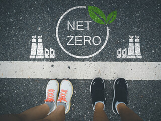 Net zero greenhouse gas emissions by 2050, green energy use reduces greenhouse gas emissions. Text...