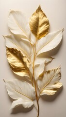 paper leaf background with golden parts