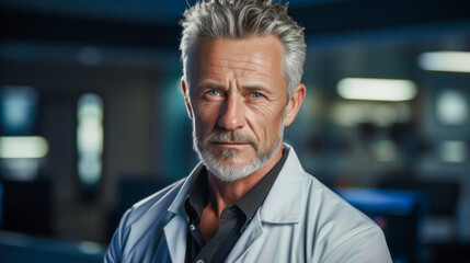 Obraz premium Sympathetic Pharmacist:in a Pharmacy, Background Wallpaper Brainstorming Magazine Cover Health Care