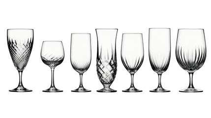 Crystal Glassware Set Isolated on Transparent or White Background, PNG