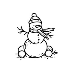 snowman vector. black and white snowman illustration no fill. simple snowman line art. Christmas snowman. Merry Christmas vector. Happy snowman vector