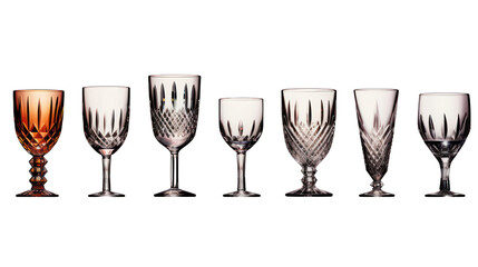 Crystal Glassware Set Isolated on Transparent or White Background, PNG