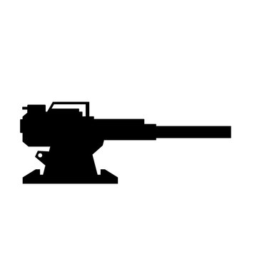 Turret gun silhouette icon vector. Automatic turret silhouette can be used as icon, symbol or sign. Turret gun icon vector for design of weapon, military, army or war