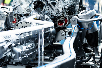 Close-up of engine in car