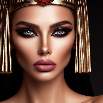 Portrait of a pretty model dressed like an Egyptian goddess.