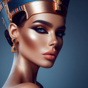 Pretty model dressed like an ancient Egyptian goddess.