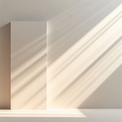 Sunlight from a window Studio background with a beige wall and floor, Empty monochrome room with beam of light and shadow. Vector banner for product presentation, realistic photo space