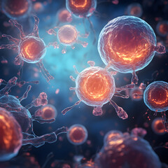 3D render of Bacteria, virus, cell in digital background
