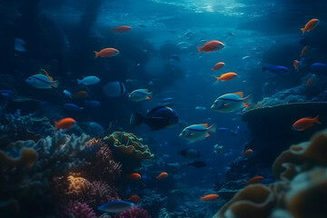 coral reef in the sea. 
