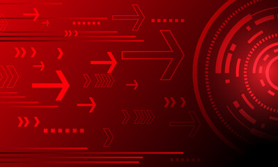 red arrow lines circuit high technology connecting with circles hud abstract technology background