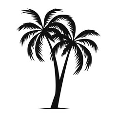 Obraz premium A Palm tree vector silhouette isolated on a white background, Tropical palm tree black clipart