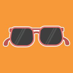 Sunglasses icon in flat style on orange background. Vector illustration.