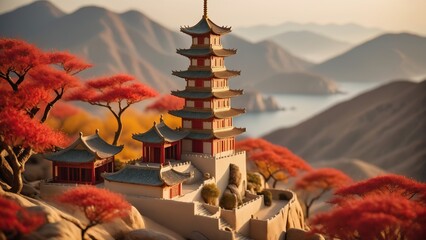 Chinese classical style miniature landscape - obrazy, fototapety, plakaty