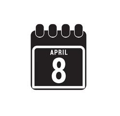 Calendar displaying day 8th (eighth) of the April - Day 8 of month. Illustration
