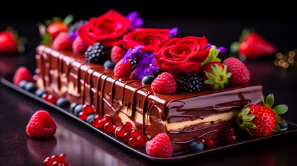 chocolate cake with rose