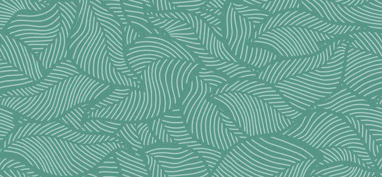 Nature leaves pattern. Luxury leaf green seamless pattern.