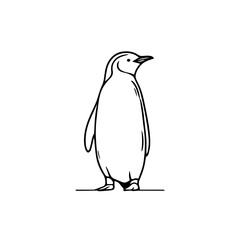 penguin vector. black and white penguin illustration no fill. simple penguin line art. Christmas penguin. Merry Christmas vector. Happy penguin vector
