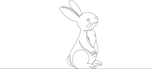 cute hare line drawing, sketch vector