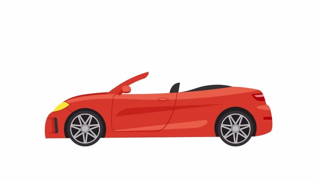 Moving cabriolet. Loopable 2d animation video. Motion graphics with alpha channel.
