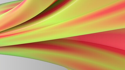 Simple curved twisted luxury delicate Bezier green and red Elegant Modern 3D Rendering abstract background