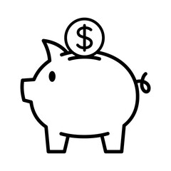Piggy bank with coin icon. Piggybank savings.