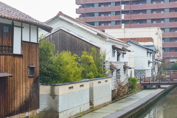 Old Japanese style buildings in Yonago City, Tottori Prefecture, Japan.