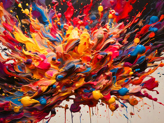 3d render of a colorful splash in the wall in the concept of backdrops