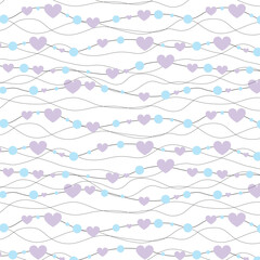 abstract pattern with hearts, hearts on threads, cute romantic pattern