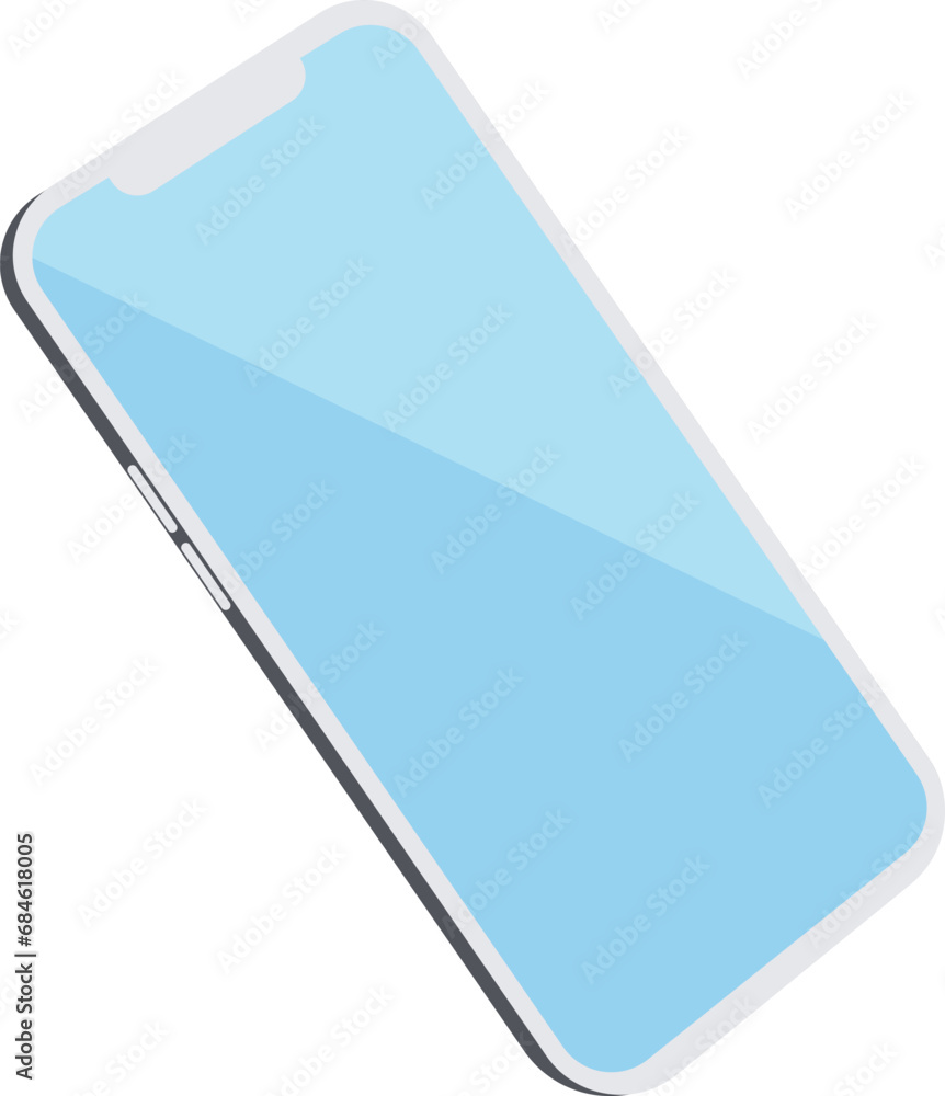 Poster minimalistic illustration of cell phone. smartphone side view. mockup generic device. template for i