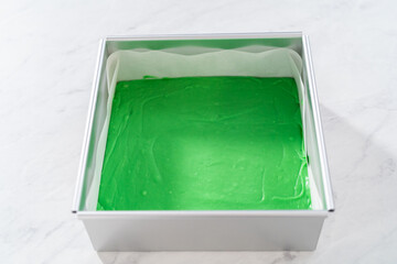 Green fudge with red hearts