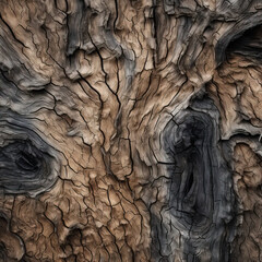 Rustic Elegance: A Macro View of Weathered Tree Bark Patterns in the Forest