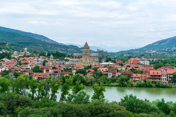 Fototapeta na wymiar Panoramic view of the city of Mtskheta, the historic capital of Georgia