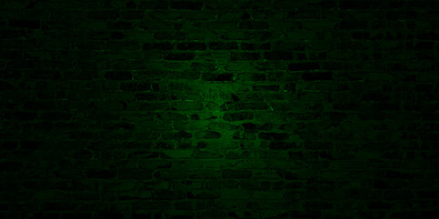 Naklejka premium Distressed overlay texture of old green brickwork, grunge background. Vector illustration.