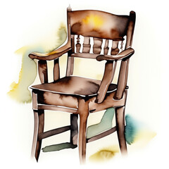 Drewniane krzesło rysunek - obrazy, fototapety, plakaty