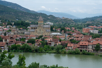 Fototapeta na wymiar Panoramic view of the city of Mtskheta, the historic capital of Georgia