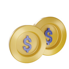 3d isolated render wallet with gold money icon illustration