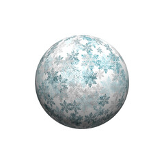 Winter ball with snowflakes on a white background. 3D.