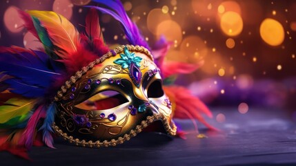 Mardi Gras Mask in Bokeh Effect - obrazy, fototapety, plakaty