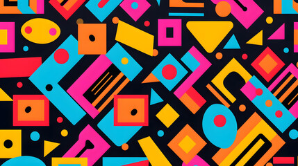 Fun colorful geometric shape seamless pattern. generative ai.