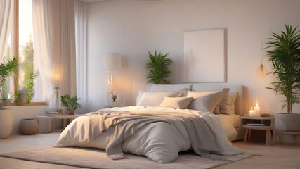 Light cozy bedroom interior